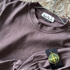 Stone Island Heavy Cotton Jersey Garment Dyed Crewneck Sweat Shirt Burgundy - S